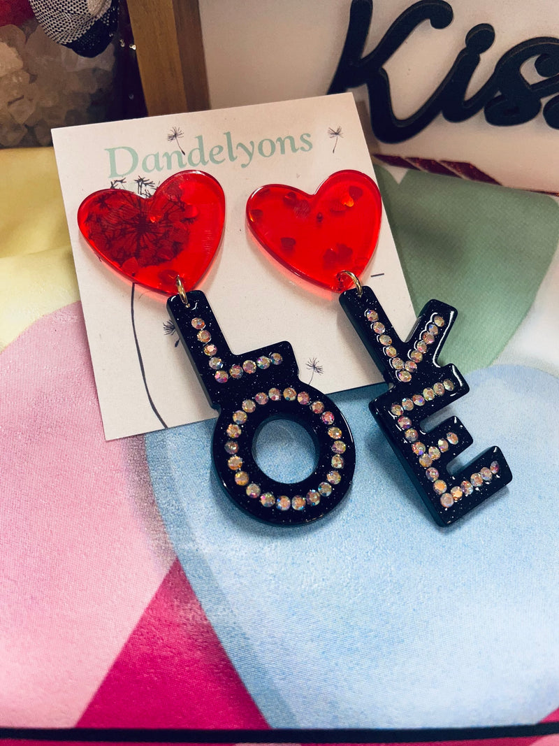 LOVE Letter Heart Earrings
