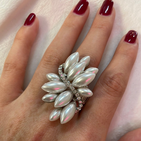 Silver/ White Marquise Ring