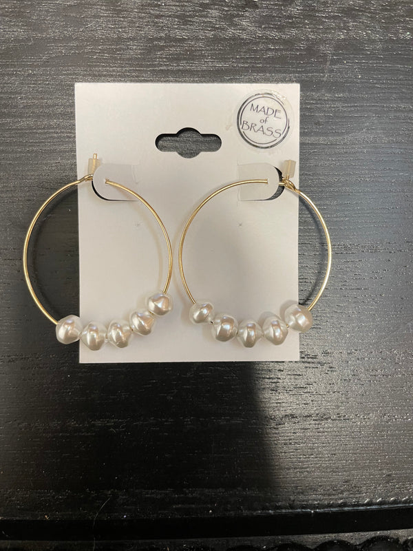 Freshwater Pearl Accent Round Hoops