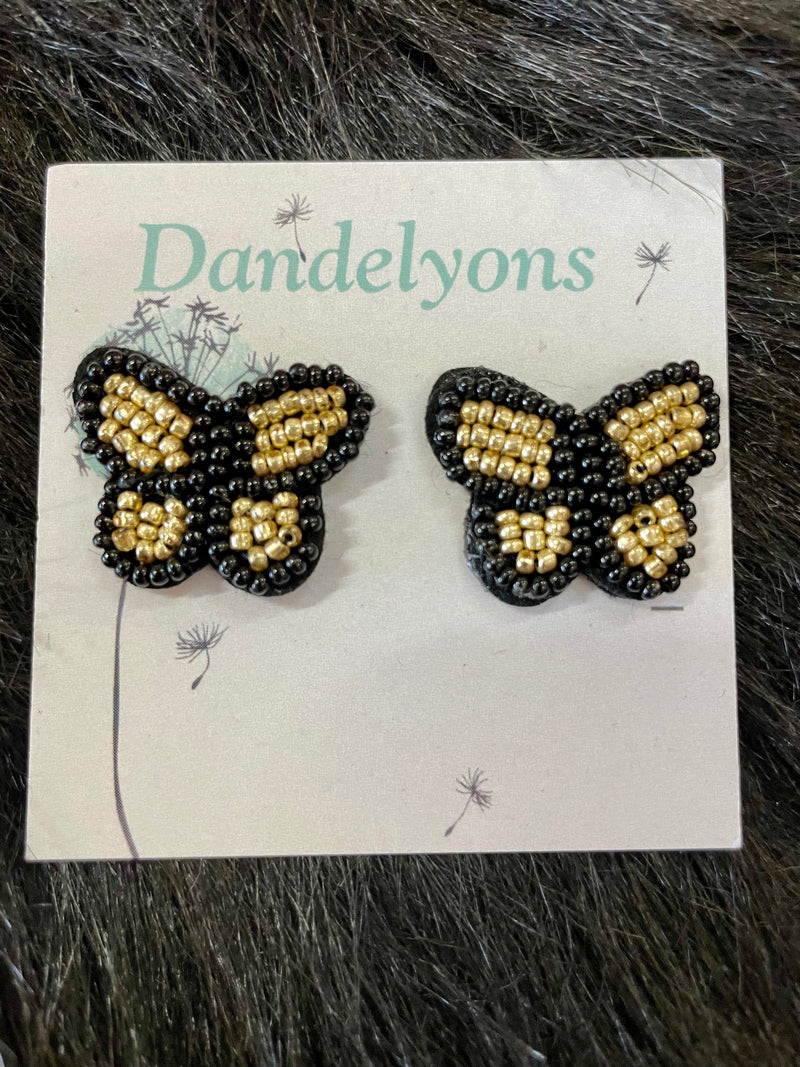 Seed Bead Butterfly Earrings