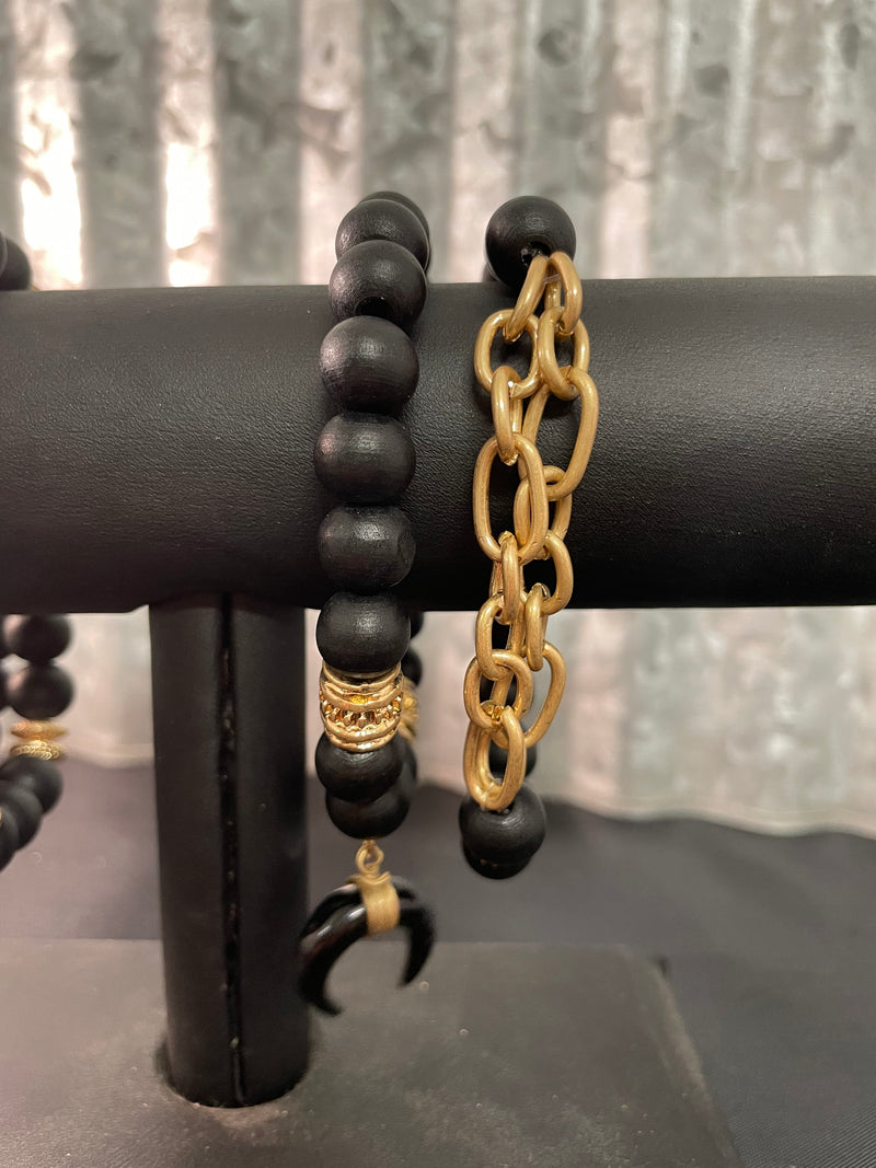 Crescent Wood Bracelet Set