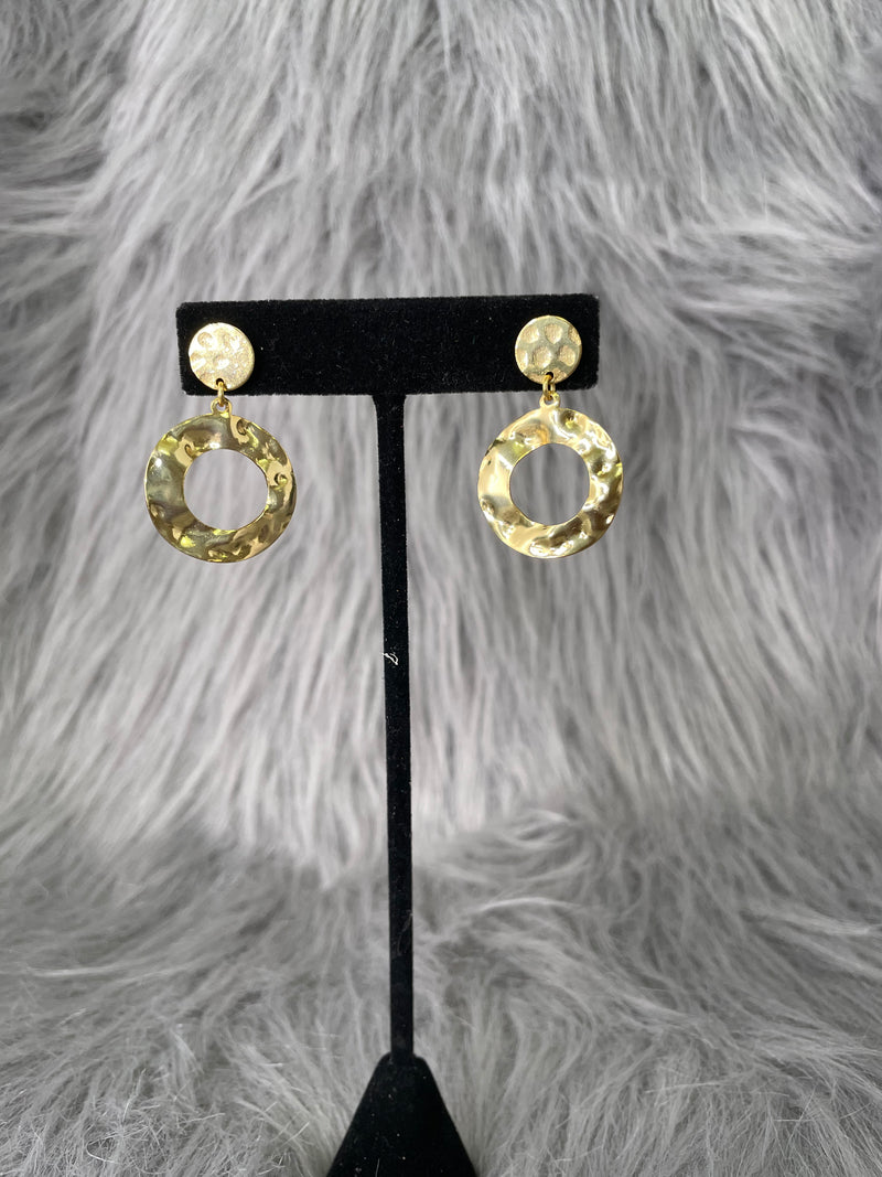 Hammered Gold Circle Earrings