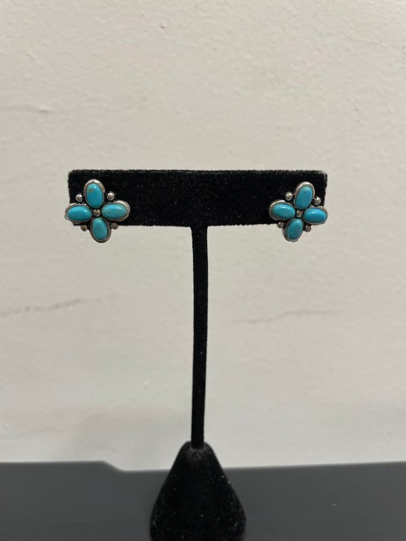Silver Turquoise Western Theme Earrings