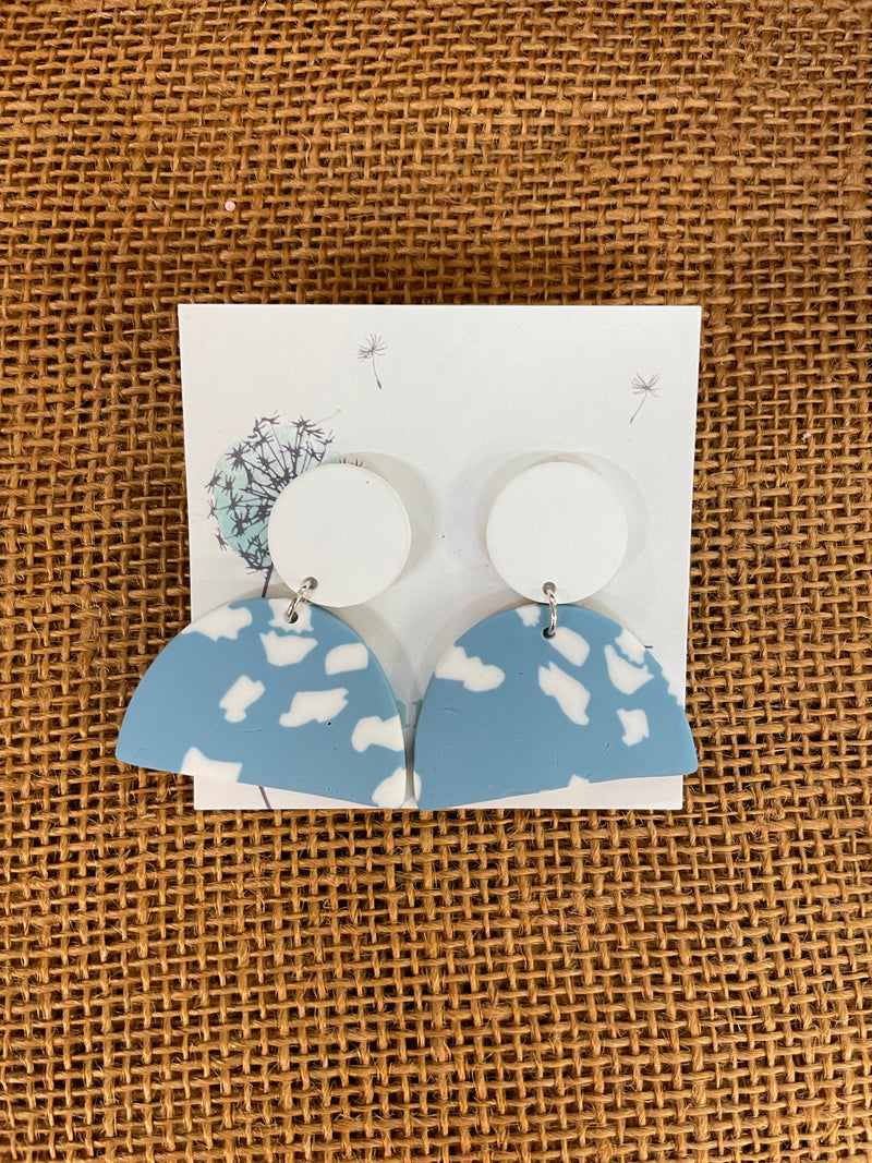 White and Blue Clay Earrings