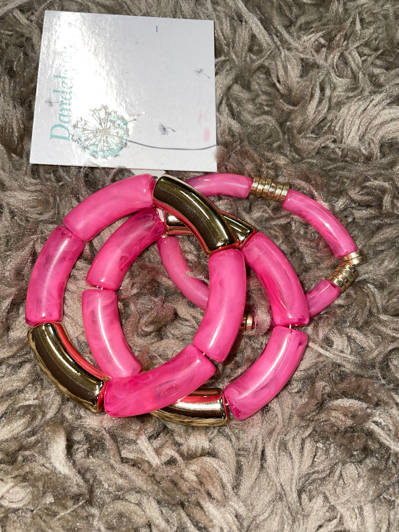 Pink Acrylic Bracelet Set