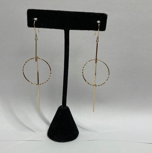 Gold Hoop And Rod Earrings