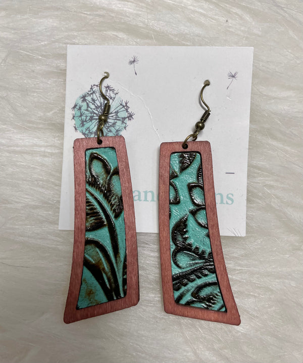 Stained Wood Teal Earrings