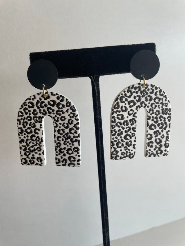 Black/White Leopard Earrings