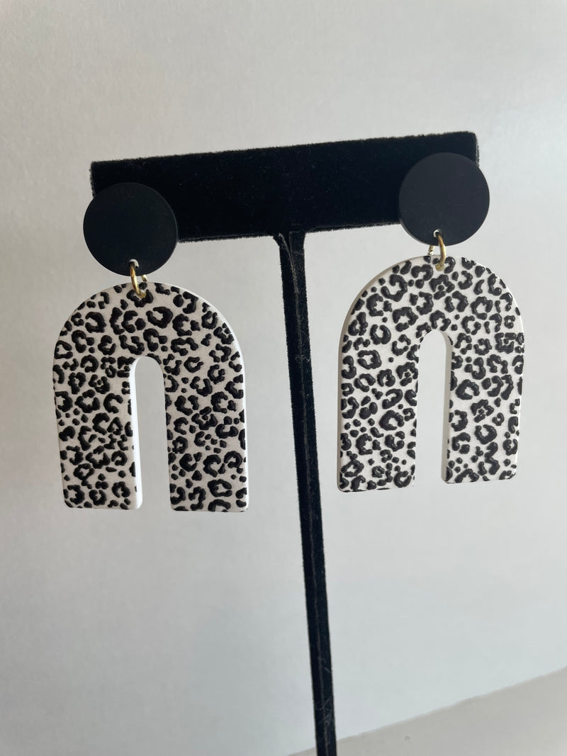 Black/White Leopard Earrings