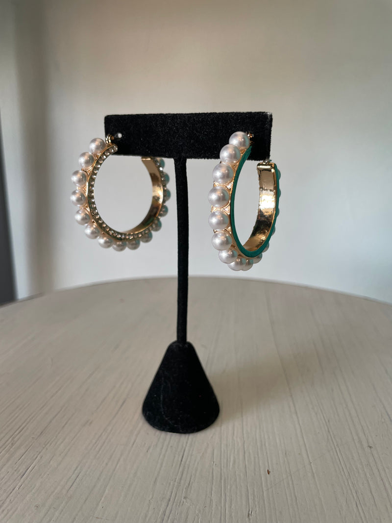 Crystal and Pearl Hoops