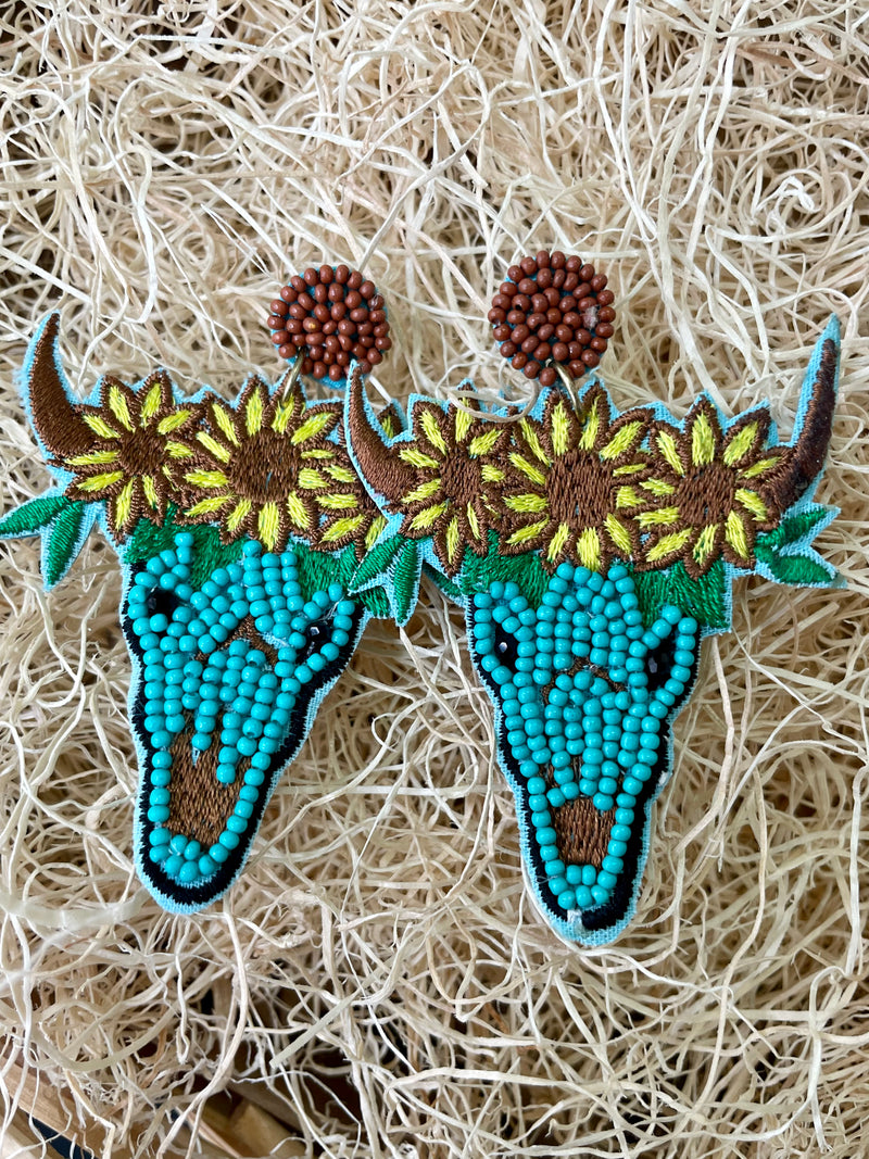 Sunflower Longhorn Earrings