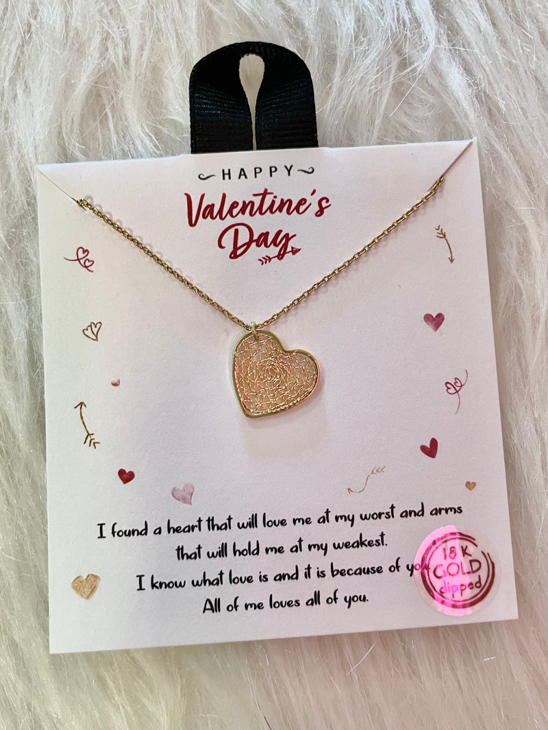 Happy Valentine’s Day Necklace Gold